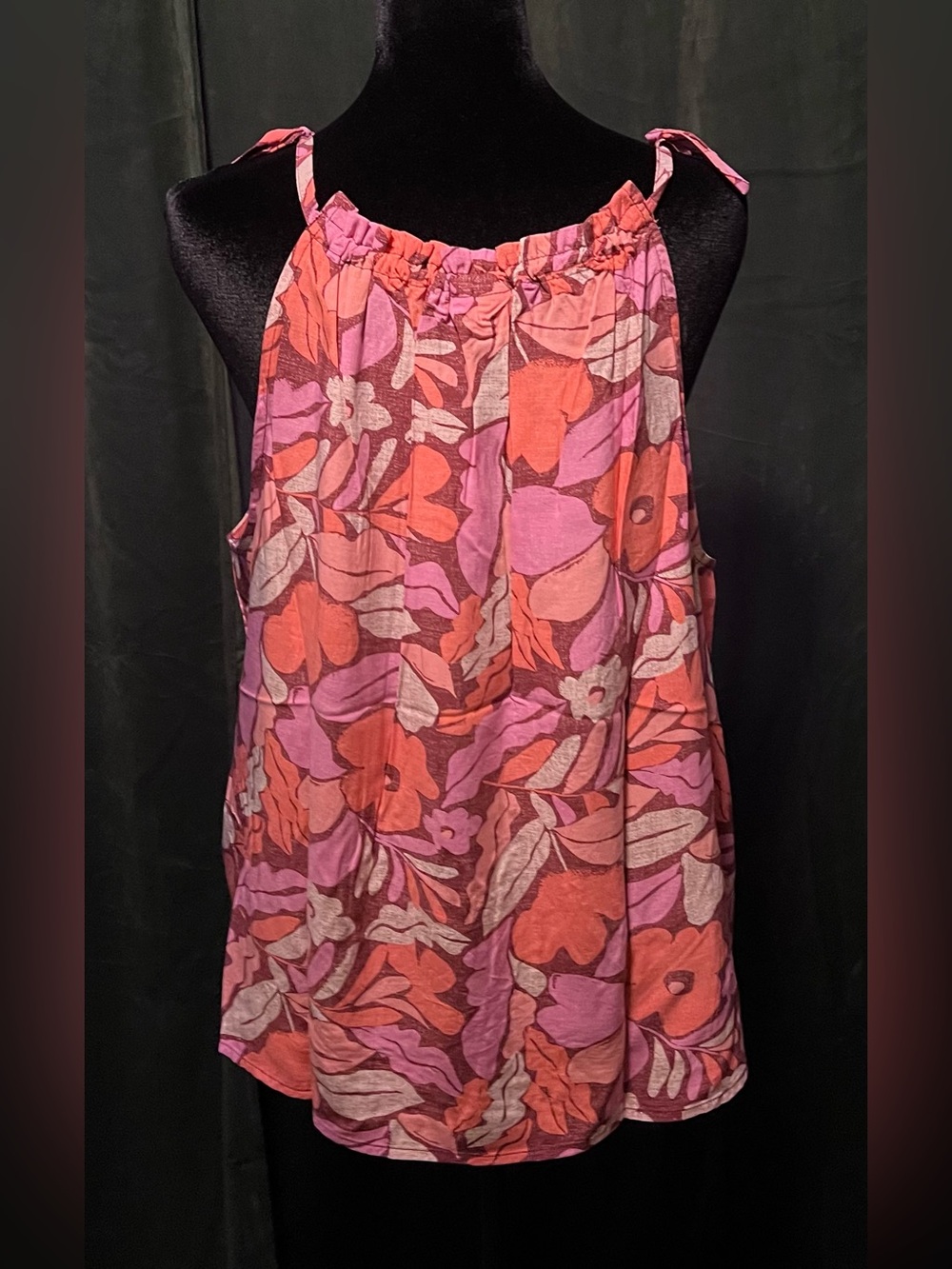 GAP NWT Floral Tie-Strap Halter Camisole - Pink & Coral